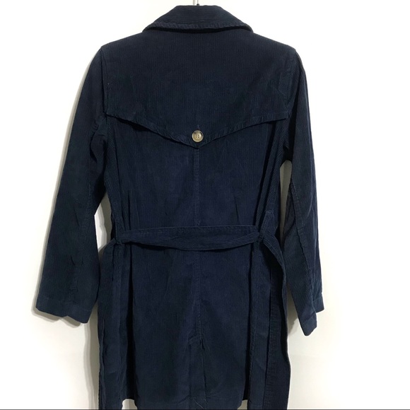 Marine Layer Kennedy Trench Coat Blue Corduroy M - Picture 6 of 8